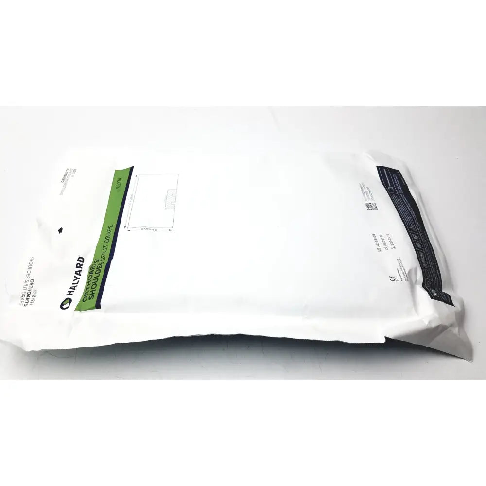 White plastic packaging for halyard 89274 orthoarts shoulder split drape used in surgical procedures