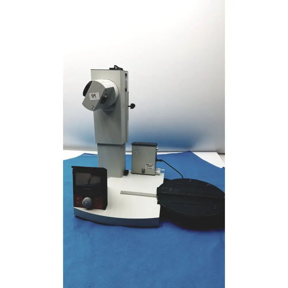 Silver metallic heidolph basis hei-vap rotary evaporator with digital display and adjustable arm for precise measurement