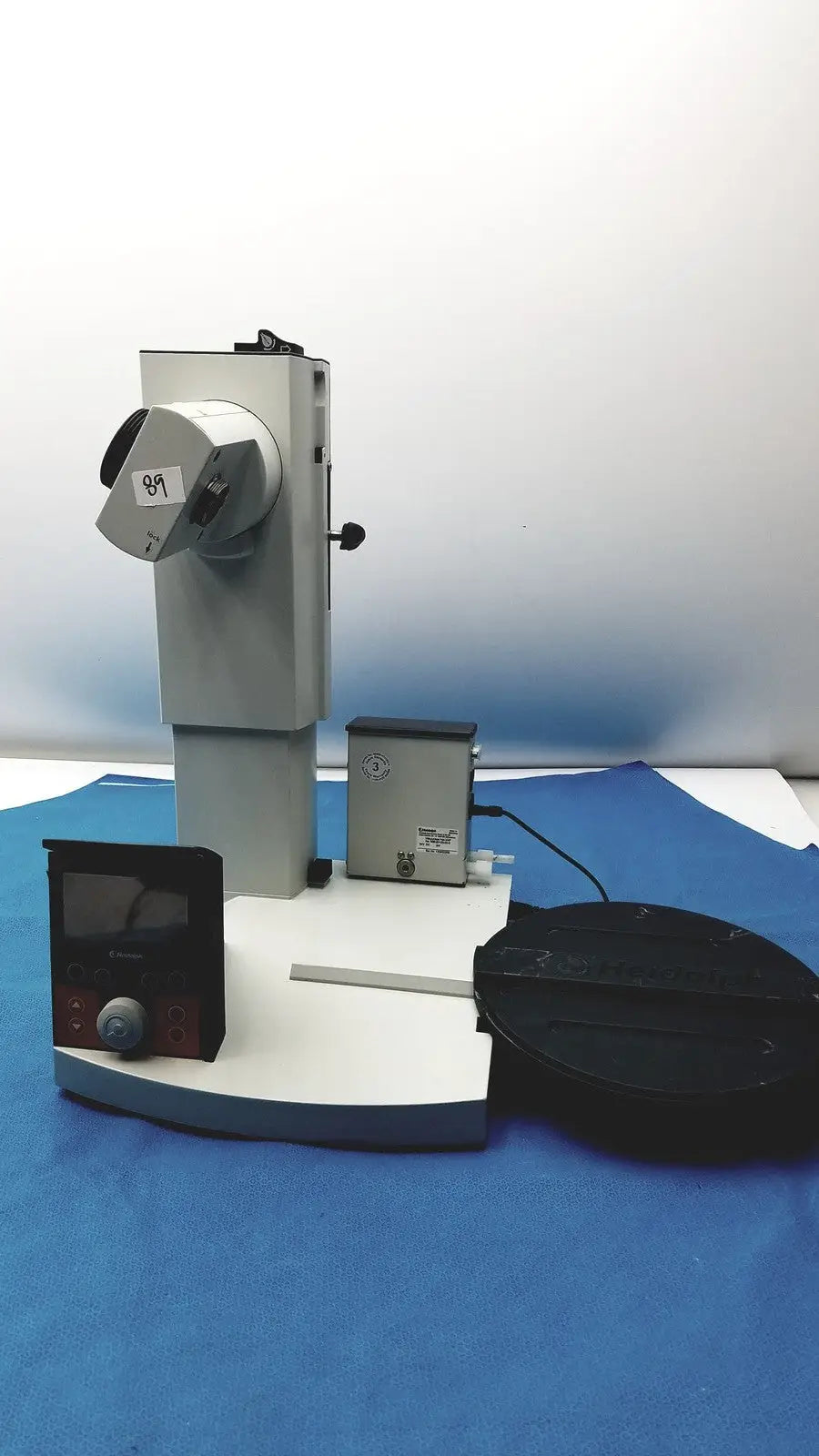 Silver metallic heidolph basis hei-vap rotary evaporator with digital display and adjustable arm for precise measurement