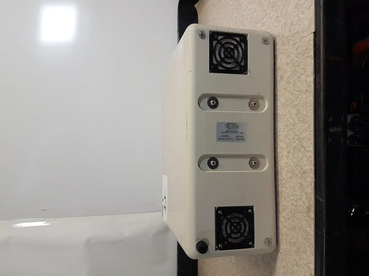 Beige rectangular wall-mounted air conditioning unit with black ventilation grilles and silver screws for hill rom excel care bariatric therapy system