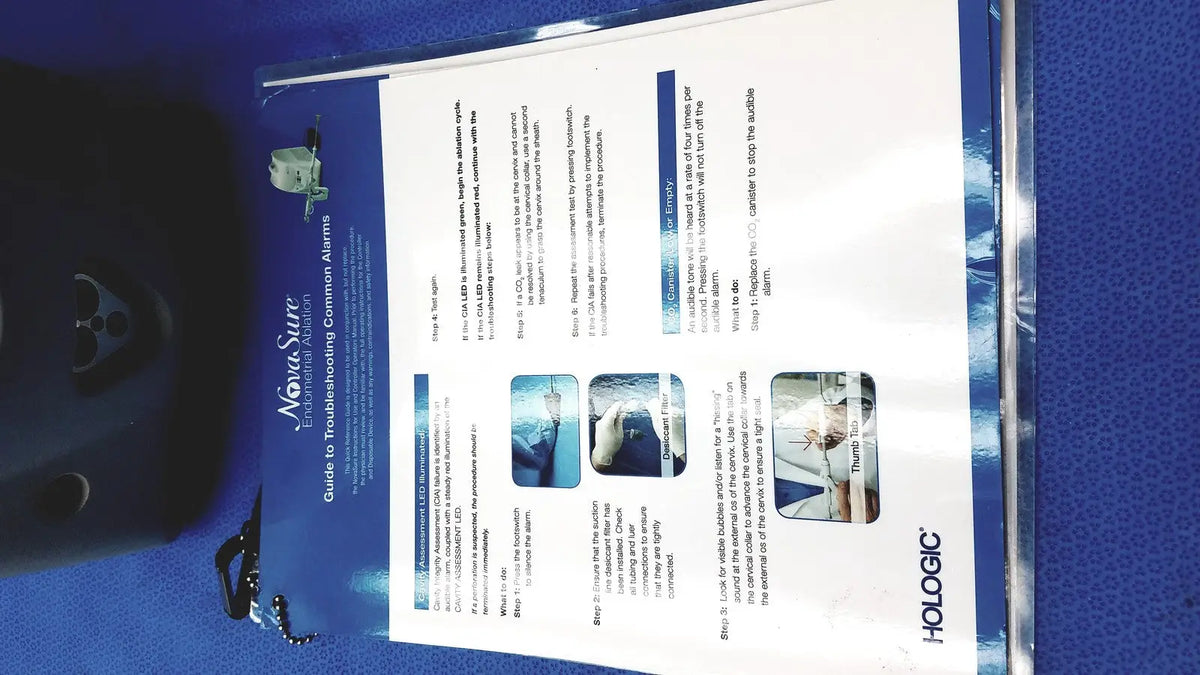 Blue hologic novasure model 09 rf controller unit equipment with troubleshooting guide booklet for system maintenance