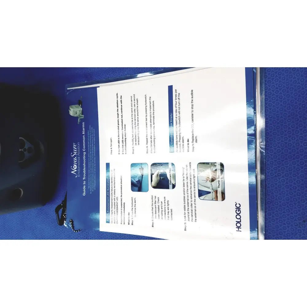 Blue hologic novasure model 09 rf controller unit equipment with troubleshooting guide booklet for system maintenance