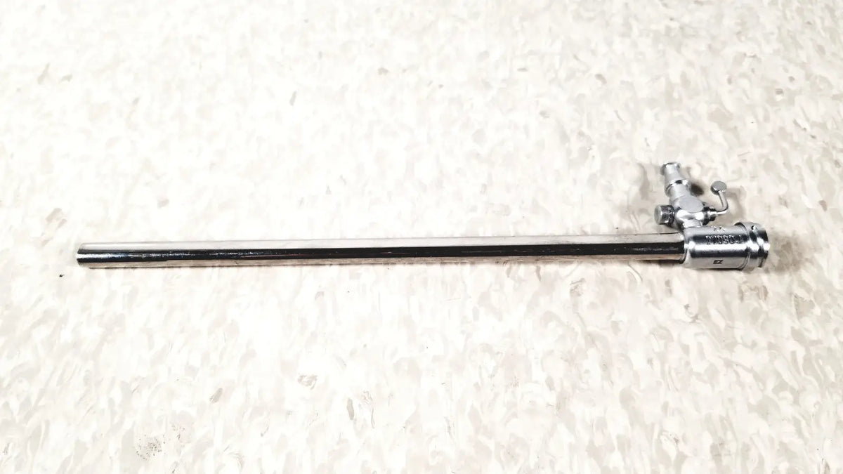 Chrome-finished karl storz 27090j endoscope obturator with slender shaft and articulated control mechanism for surgical use