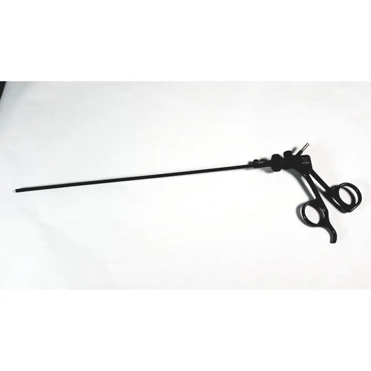 Black karl storz clickline handle with insulated shaft laparoscopic tool featuring long slender shaft and dual handles