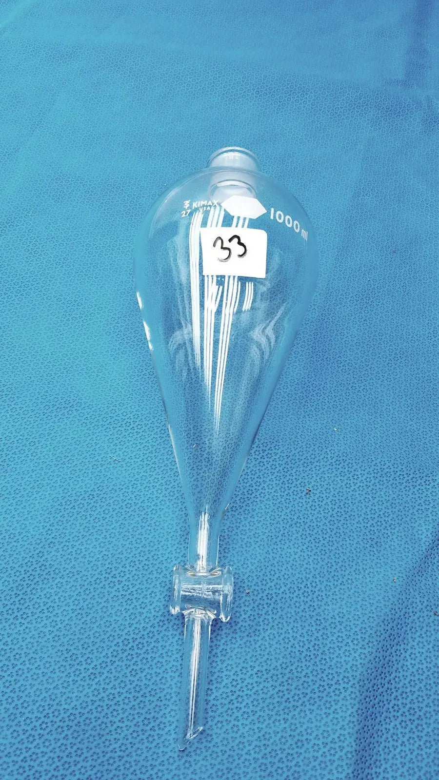 Reuse Medical KIMAX 1000mL Glass Separatory Funnel with PTFE Stopcock & Glass Stopper Lab Flasks, second-hand product photo 1