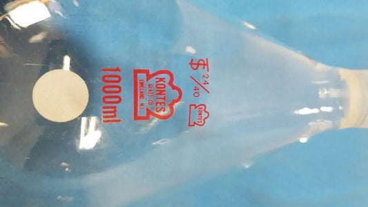 KONTES 1000mL Round-Bottom Flask – 24/40 Quickfit Joint Laboratory Glassware, second-hand product photo 2