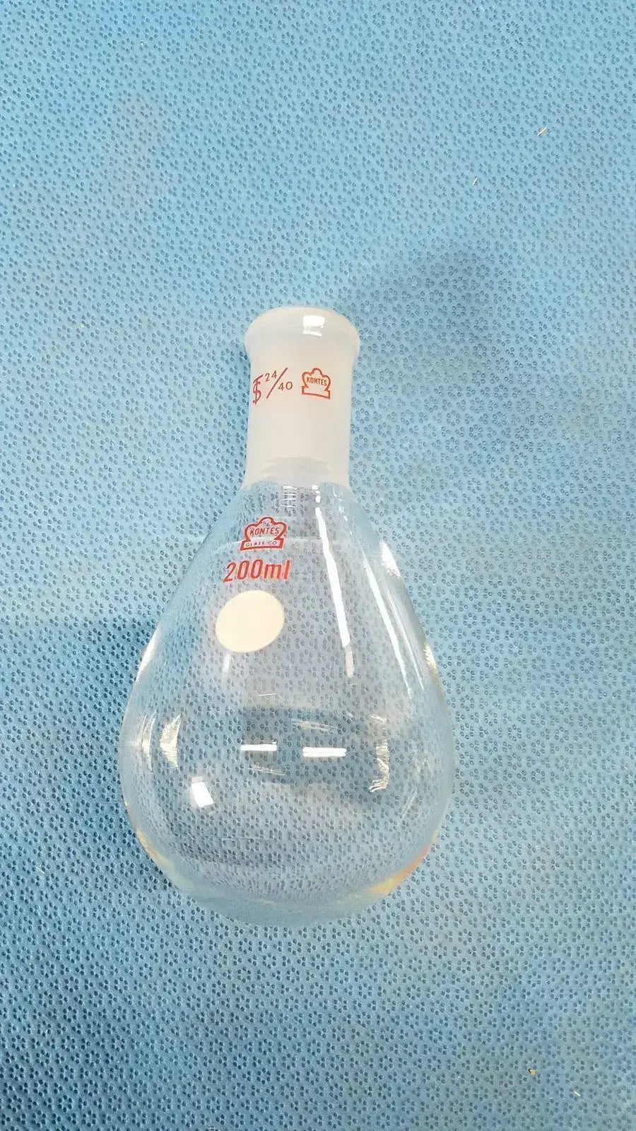 kontes 200 milliliter single-neck round bottom flask with a 24/40 joint. Round Bottom Flask, second-hand product photo 4