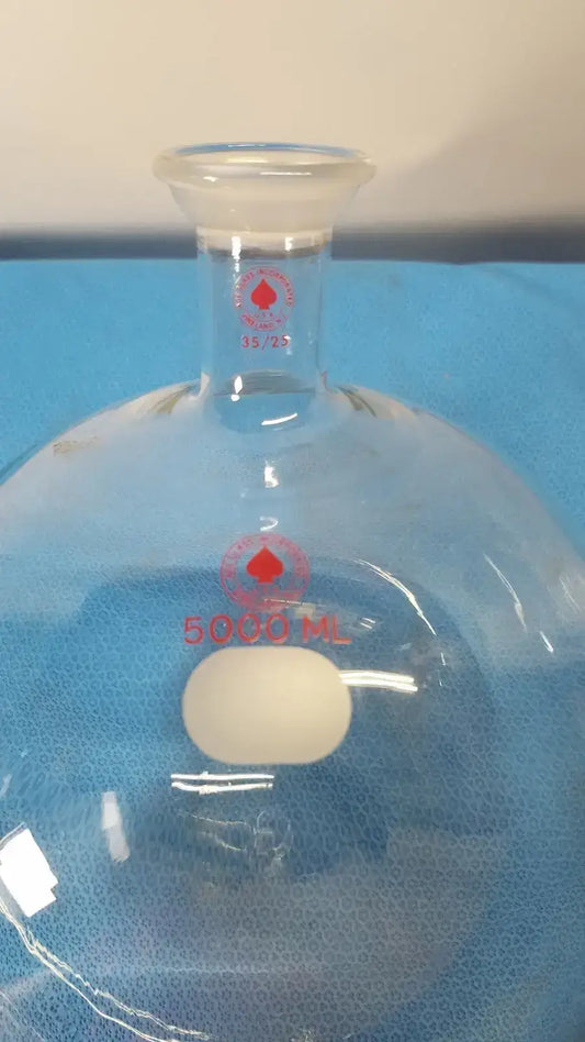 PYREX Kontes 5000 mL Glass Flask, Round Bottom, 35/25 Spherical Joint, Ball & Socket Laboratory Glassware, second-hand product photo 2