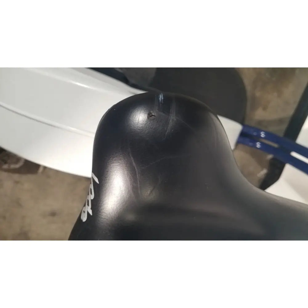 Black leather bicycle saddle with white lettering for lode corival 912900 ergometer stress test ecg ekg diagnostics cycle