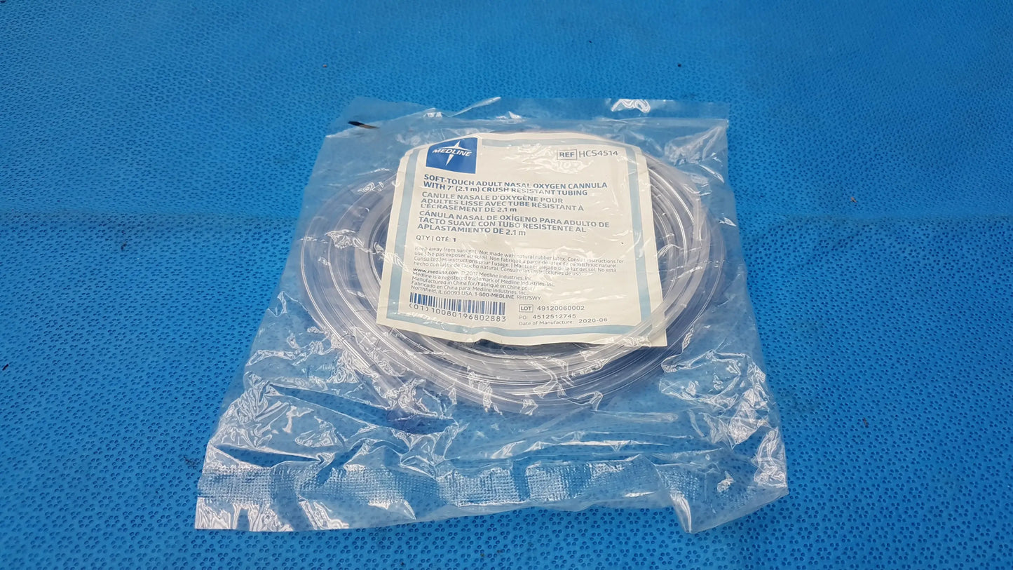 Lot of 104 Medline HCS4514 Adult Nasal Oxygen Cannula With 7ft Crush Resistant Tubing - Adult Nasal Oxygen Cannula