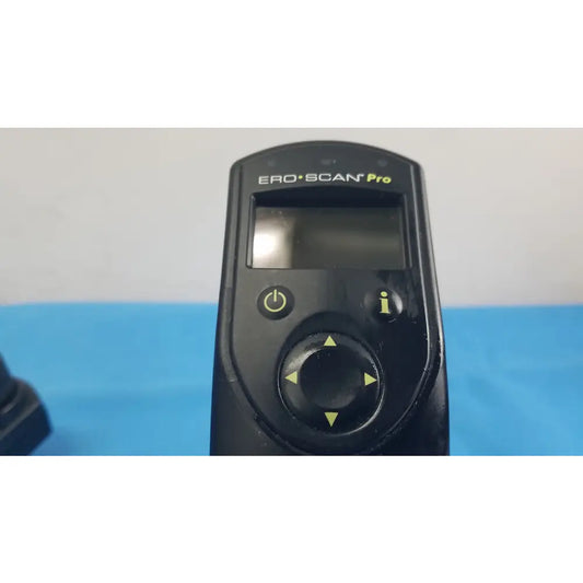 Black Maico ero-scan pro handheld auditory scanner with small screen and navigation buttons for hearing screening medical equipment