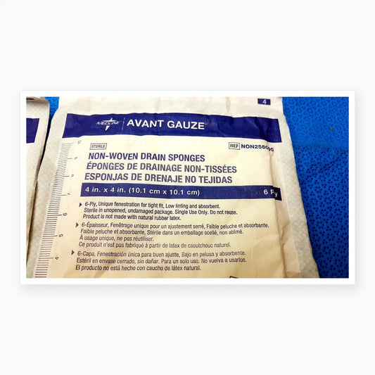 Lot of 2 Medline Avant Gauze Sterile Non-Woven Drain Sponges 4"x4" 6-Ply Ref NON256000