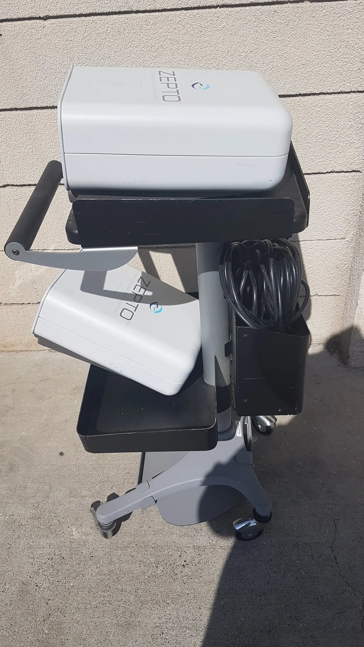 Lot of 2 Zepto Precision Pulse Capsulotomy Power Consoles With Rolling Cart - Precision Pulse Capsulotomy Power Console