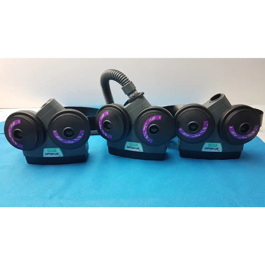 Lot of 3 MSA OptimAir TL PAPR Powered Air Purifying Respirator Blowers Hoses - Powered Air Purifying Respirator