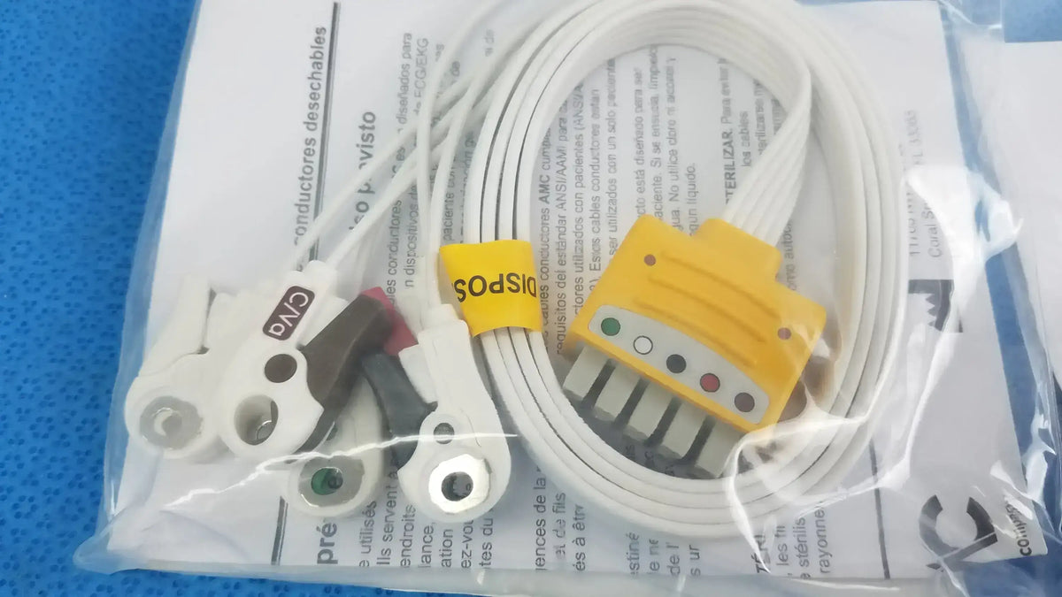 AMC Lot of - 5 AMC 5-Lead Disposable ECG Cable GE Multi-Link to Pinch Shielded 50 5-Lead Disposable ECG Cable, second-hand product photo 12