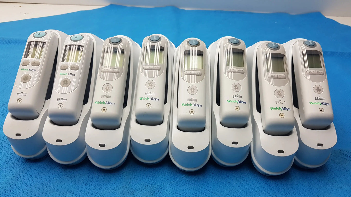 Lot of 8 Welch Allyn Braun Pro 6000 Ear Thermometers With Bases - Digital Tympanic Infrared Ear Thermometer