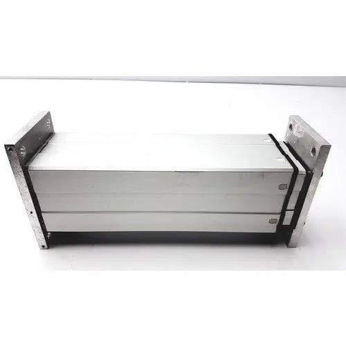 Silver metallic rectangular box with hinged lid and screws from magnetic elektromotoren liestal actuator linear actuators