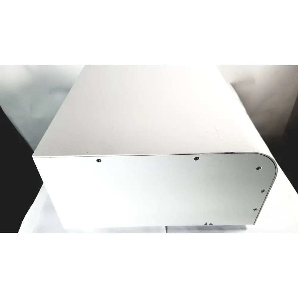 White rectangular metal processor 9900167m with rounded corners and screws for mcd medical computers cellvizio use