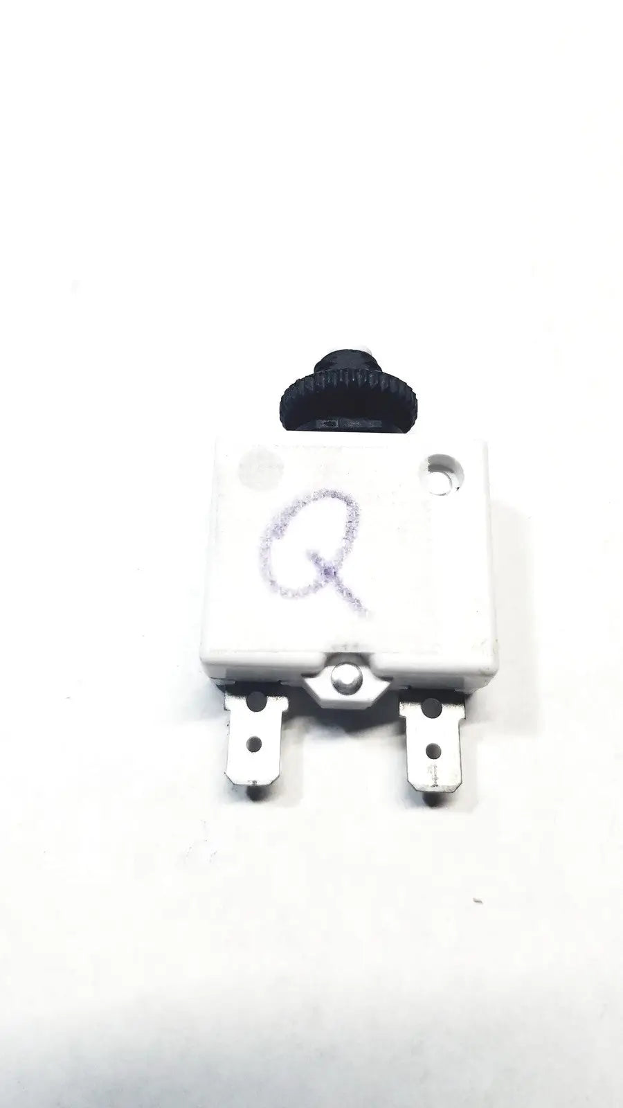 White plastic toggle switch circuit breaker with black knob and silver terminals for 5a 250vac 50vdc mechanical products