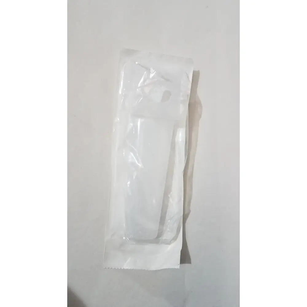 A white plastic-wrapped disposable medical syringe shown with the medline electrosurgical safety holster esh1 secure surgical tool holder