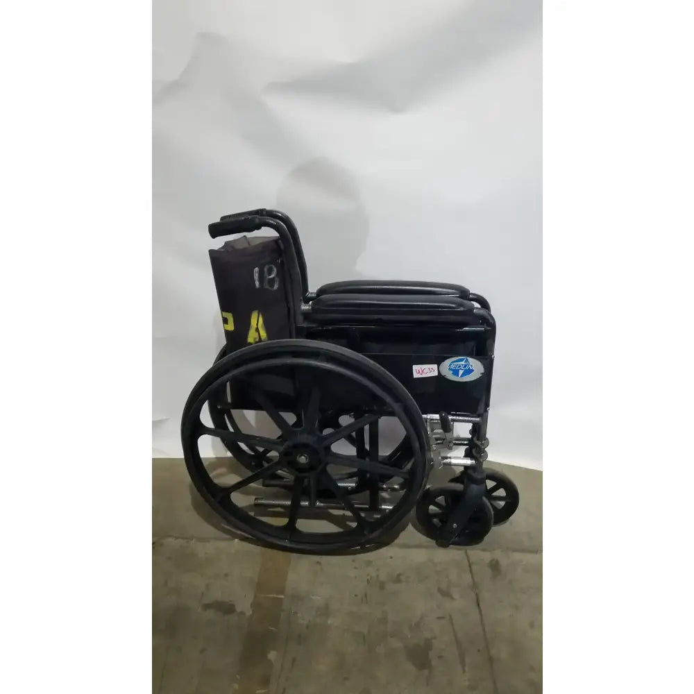 Reuse Medical Equipment Medline Folding Manual Wheelchair - Lightweight Black Padded Comfort Seat Wheelchairs, second-hand product photo 26
