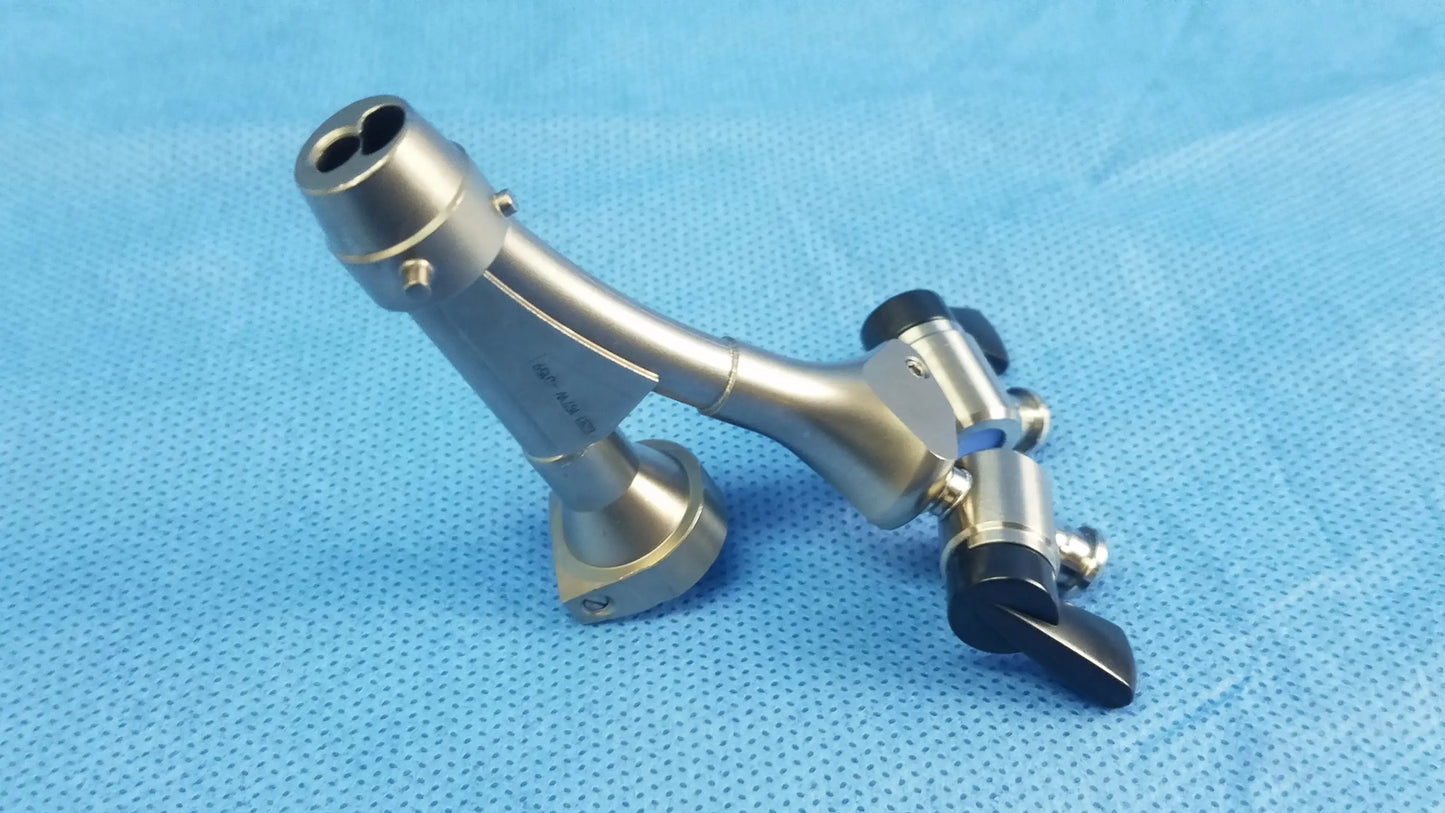 Silver cysto bridge with black plastic handles and metallic joints compatible olympus telescope cysto bridge instrument