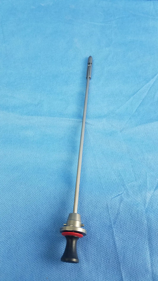 Olympus A22086A deflecting obturator surgical instrument with silver shaft black handle and red ring compatible Olympus