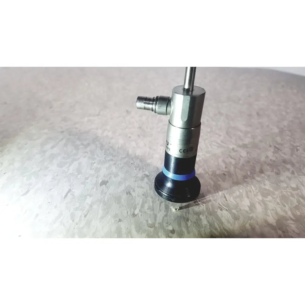Silver and black olympus wa50373 autoclaveable laparoscope with blue ring near base for surgical use