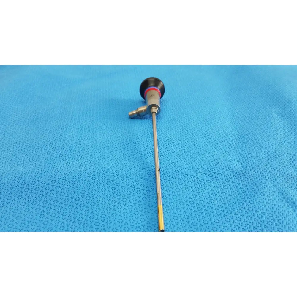 Silver autoclavable ent sinuscope endoscope wa96201a with black handle red accents and yellow-tipped shaft by Olympus