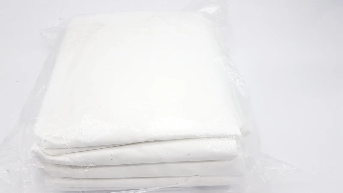 Pack of 10 abiti level 2 white isolation gown protective suits neatly folded and wrapped in clear plastic packaging