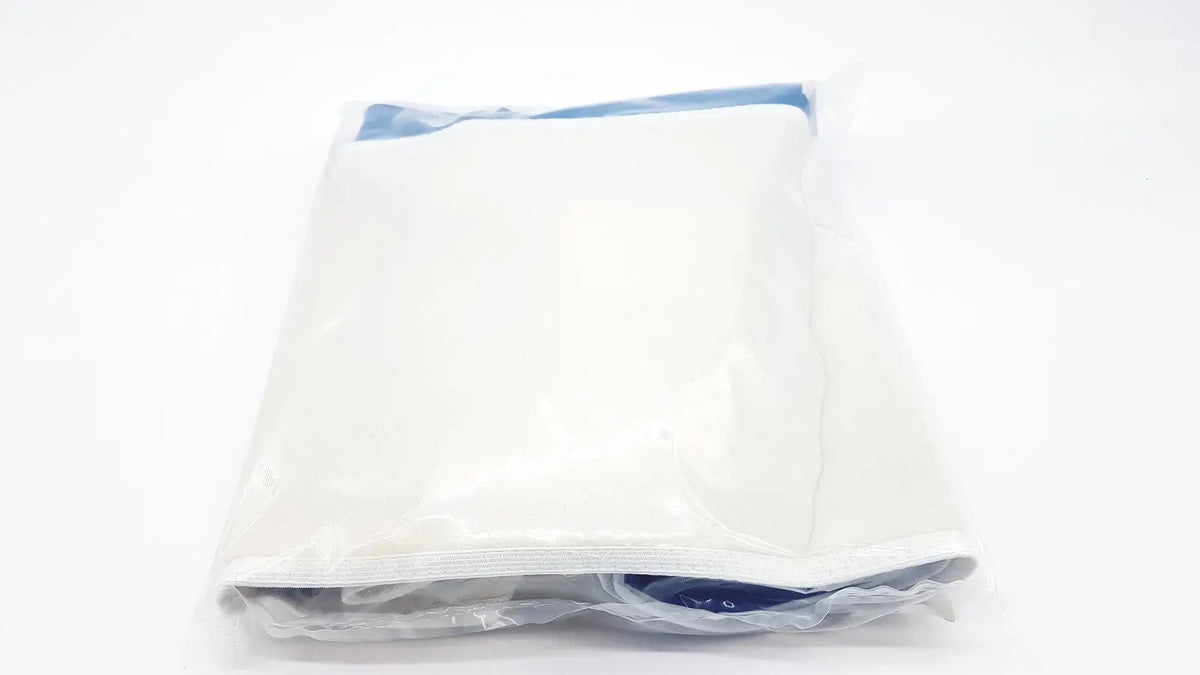 White vacuum-sealed storage bag with blue sealing strip for philips clear chest comfort band xl single patient use