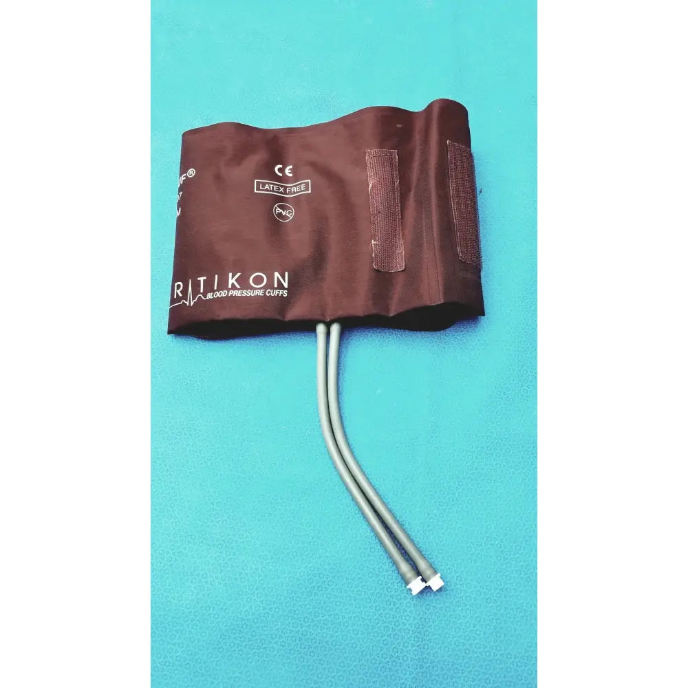 Brown ritikon latex-free large adult cuff with two gray tubes compatible with philips easycare large monitor system