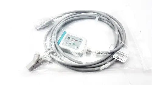 Gray medical cable with white and teal control unit packaged in clear plastic philips hp style 12 pins plug aha