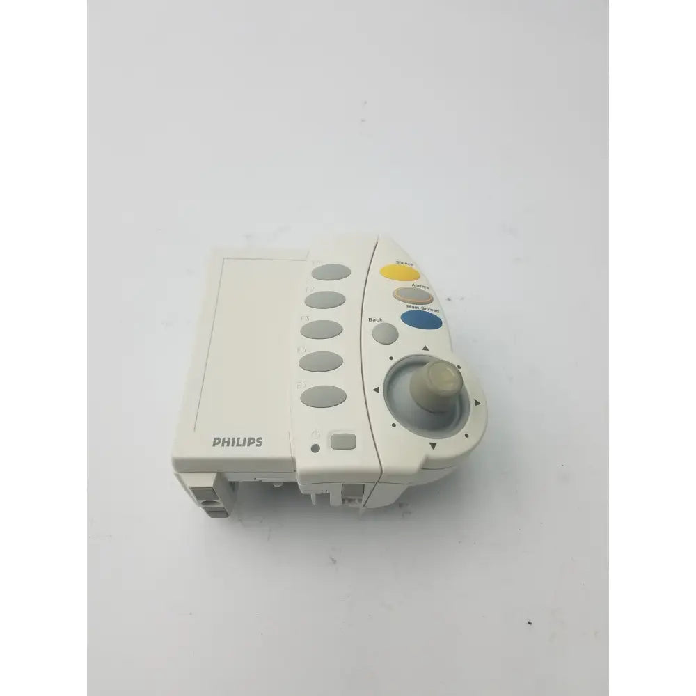 White philips m8026-60002 speed point bedside monitor remote keypad with central dial and colored function keys