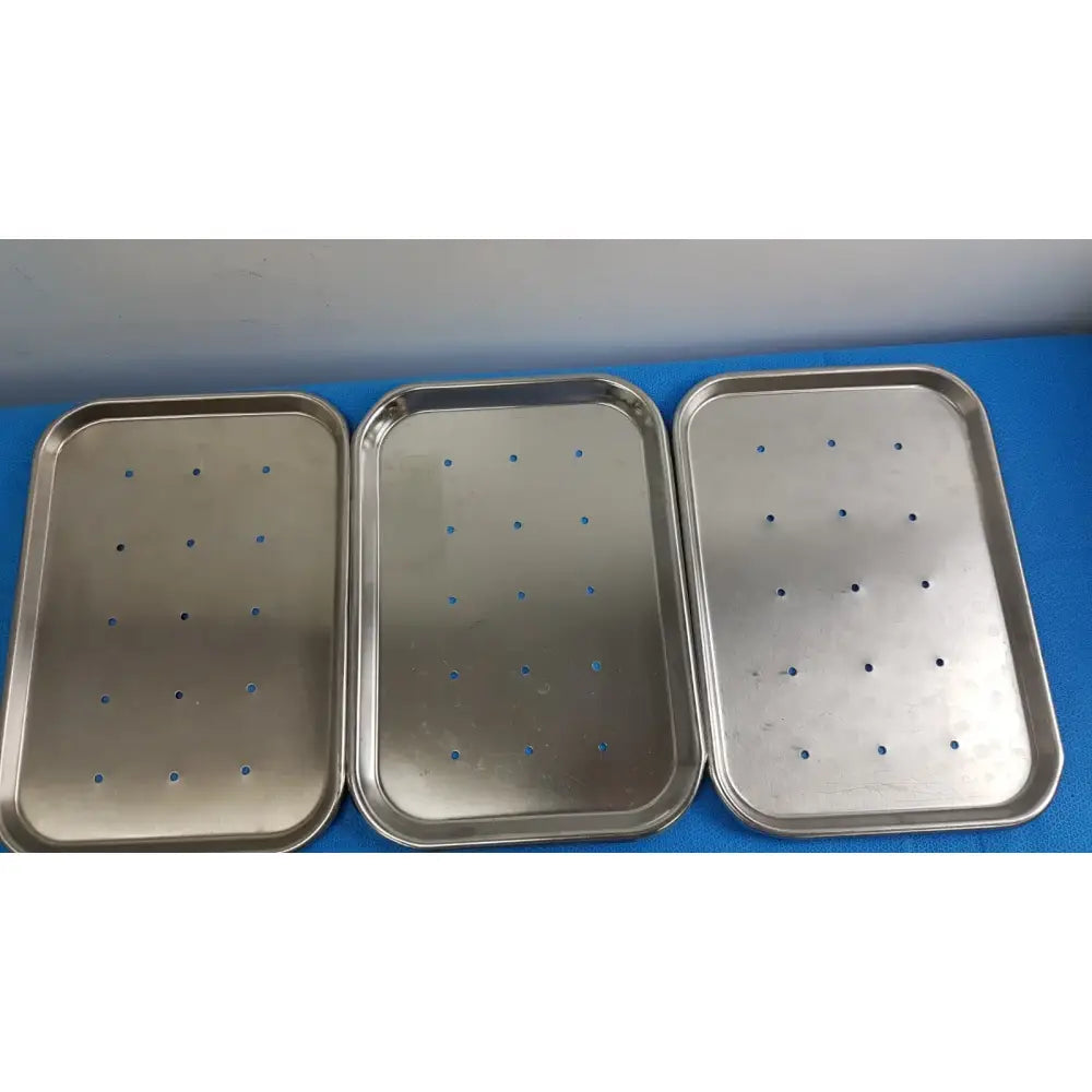 Reuse Medical Piling Stainless Steel Perforated Instrument Tray — Lot of 3 Other Healthcare, Lab & Dental, second-hand product photo 1