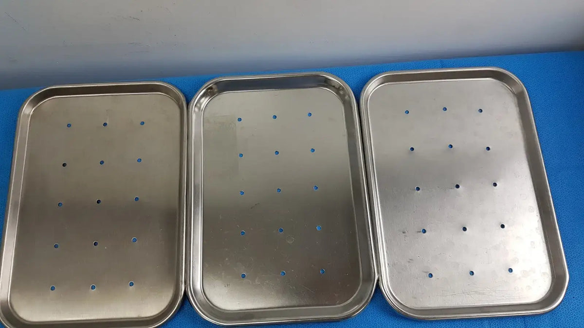 Reuse Medical Piling Stainless Steel Perforated Instrument Tray — Lot of 3 Other Healthcare, Lab & Dental, second-hand product photo 1