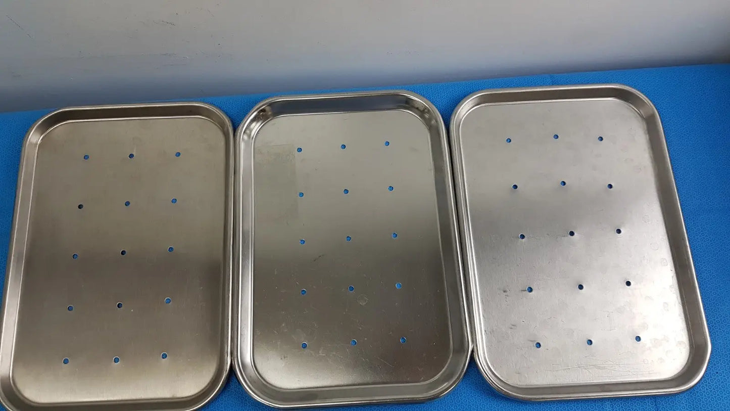 Reuse Medical Piling Stainless Steel Perforated Instrument Tray — Lot of 3 Other Healthcare, Lab & Dental, second-hand product photo 1