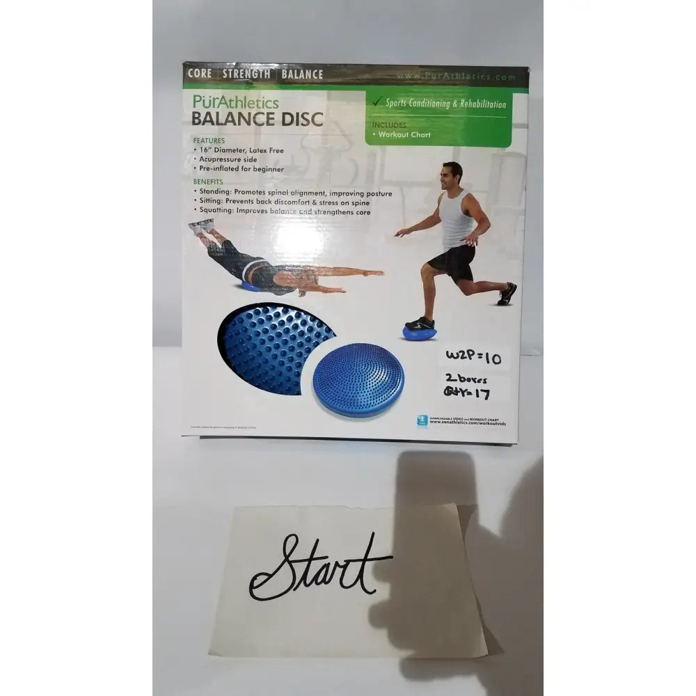 Blue textured purathletics balance disc with perforated and acupressure latex-free surface for core strength training