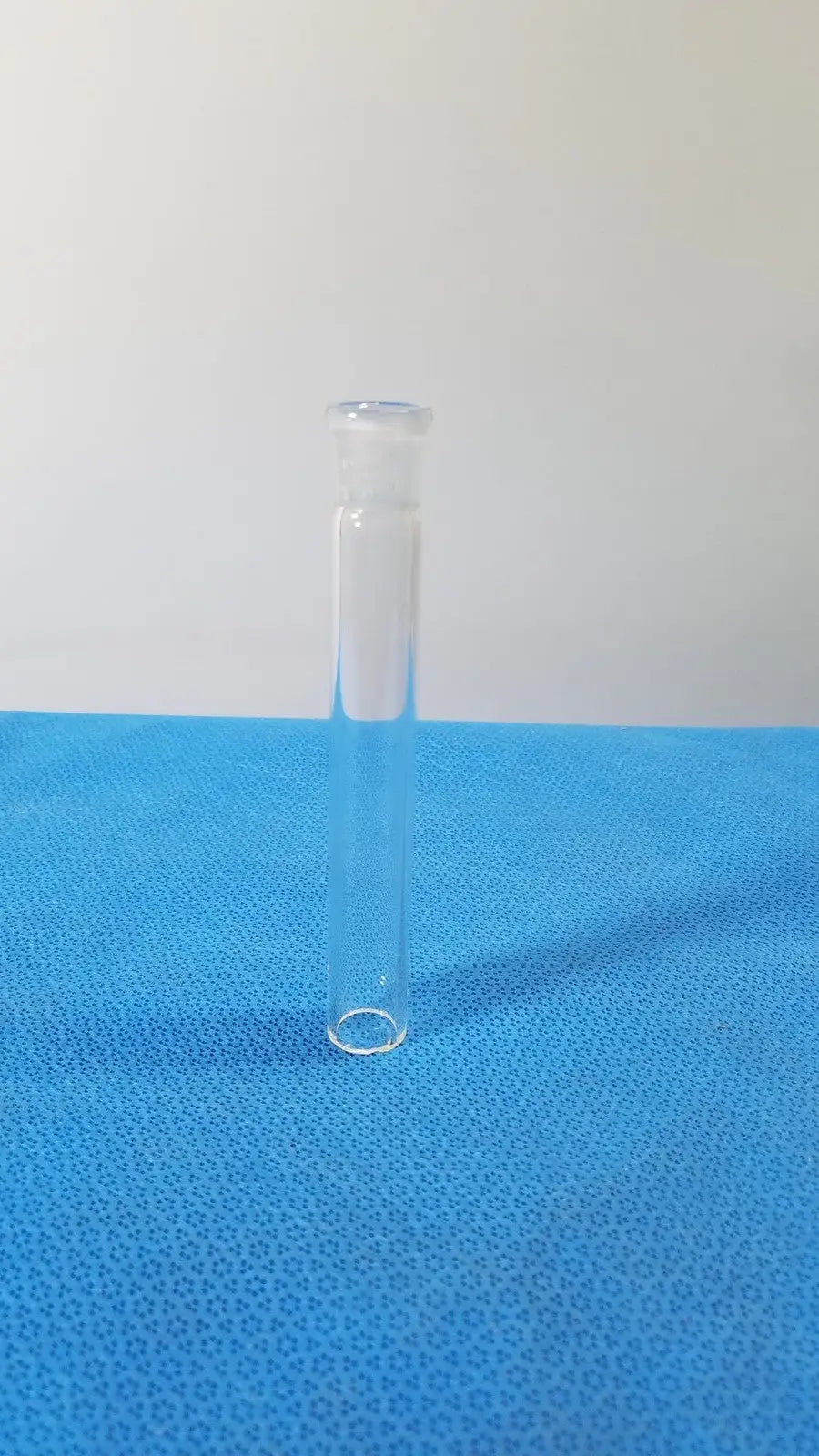 Clear glass pyrex outer ground joint straight connecting tube adapter with rounded top and flat bottom