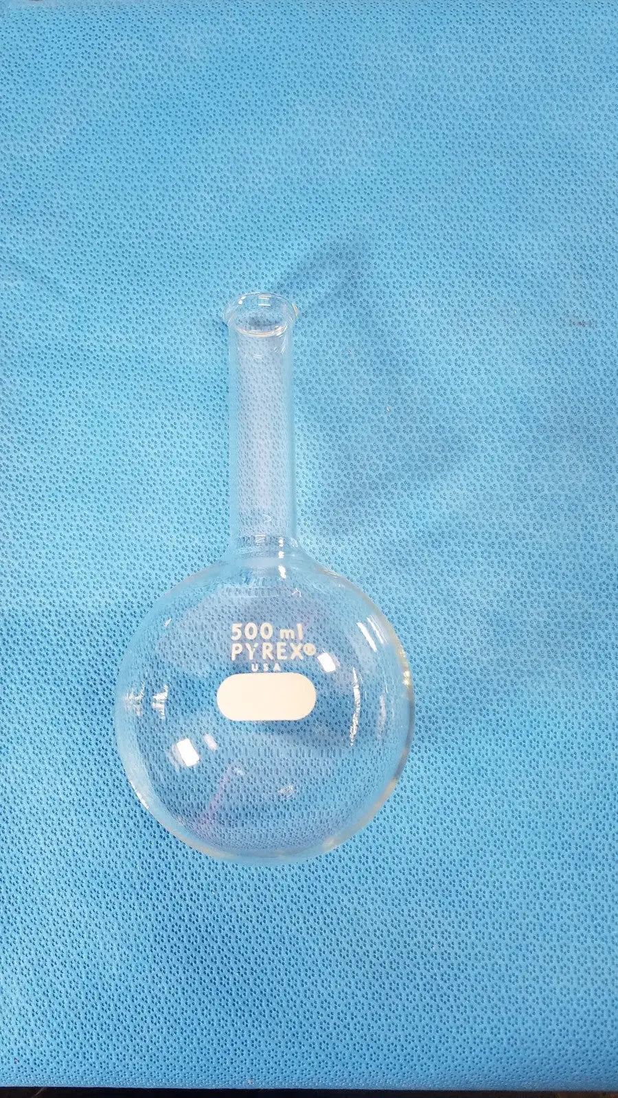 Reuse Medical PYREX 500mL Glass Short Ring Neck Round Bottom Boiling Flask Lab Centrifuge Tubes, second-hand product photo 1