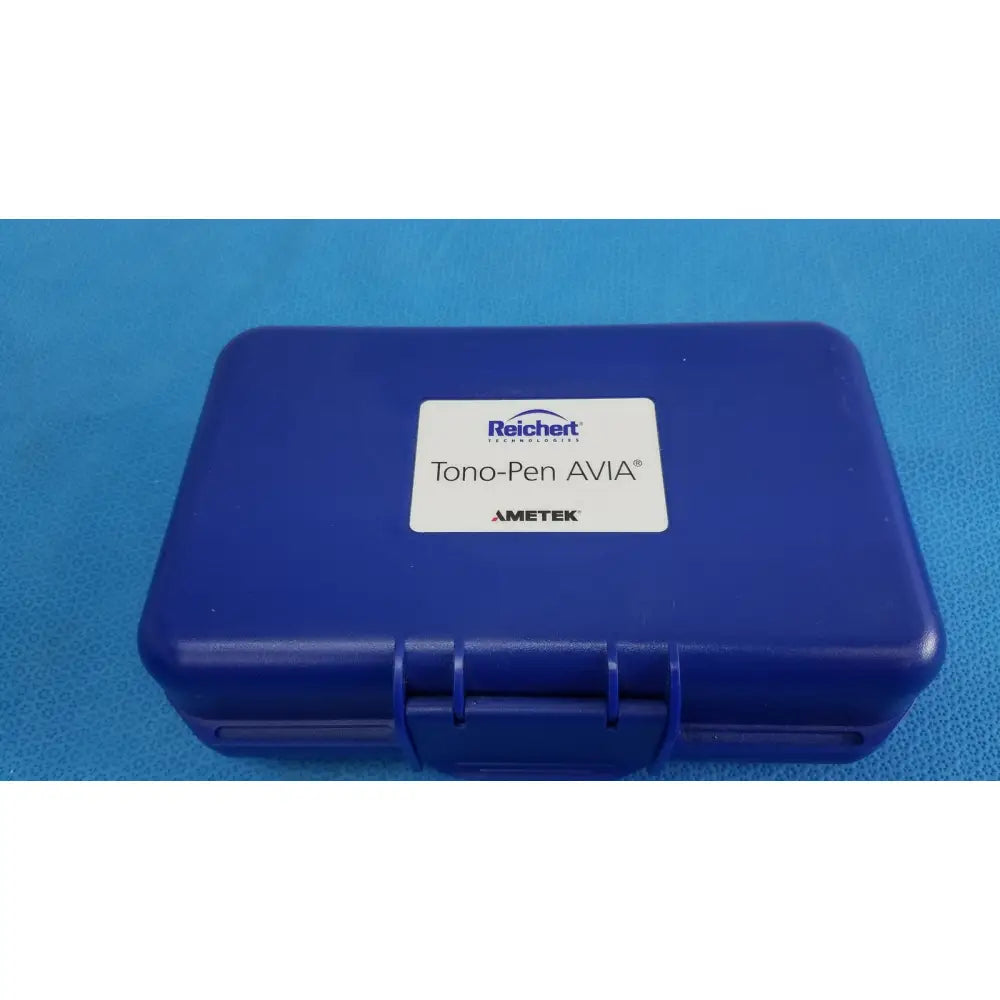 Blue plastic case for the reichert tono pen avia handheld tonometer by ametek for secure storage and portability