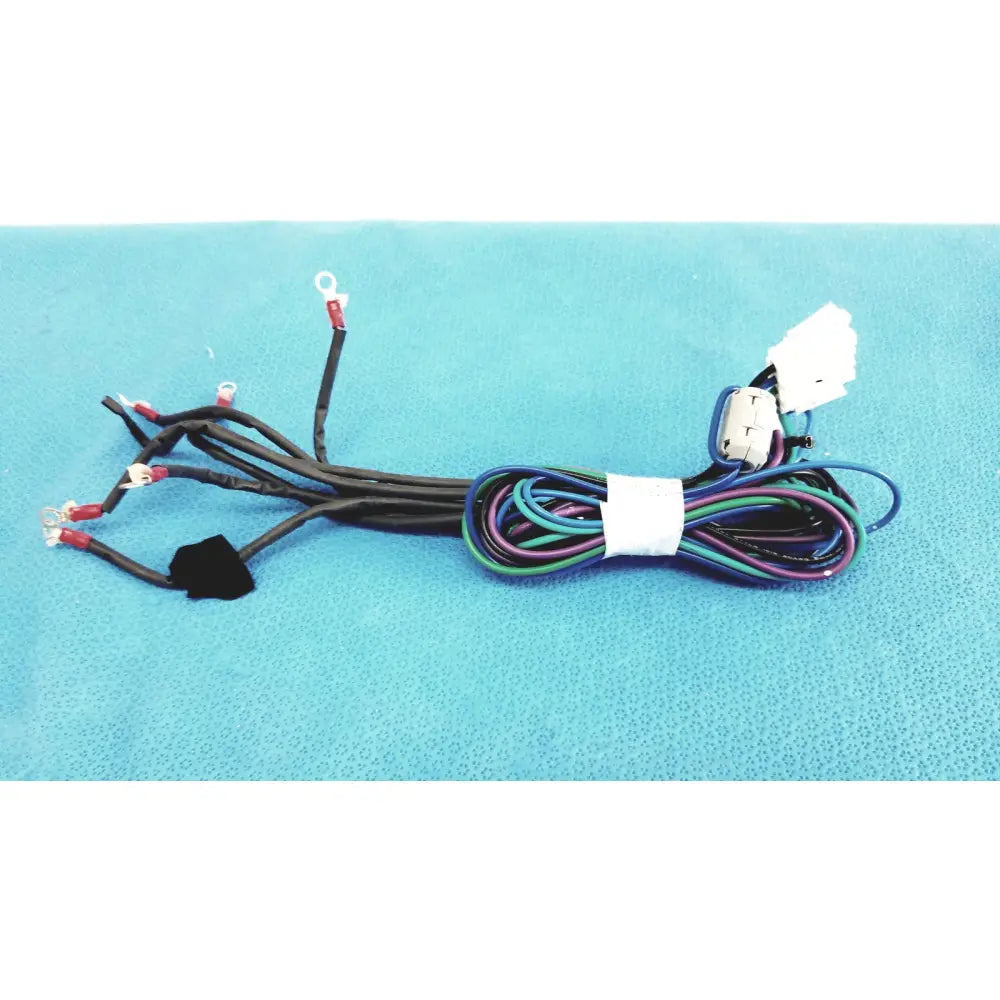 Seiwa ferrite cores connectors wire harness cable with multi-colored wires bundled by a white strap for secure connection