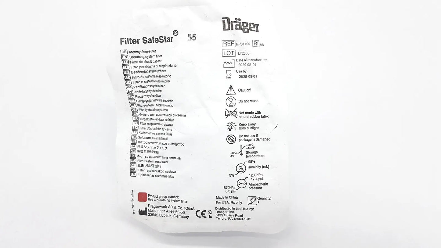 Reuse Medical Set of 4 Drager Draeger Mechanical SafeStar 55 Filter MP01790, Adult Ventilators, second-hand product photo 1