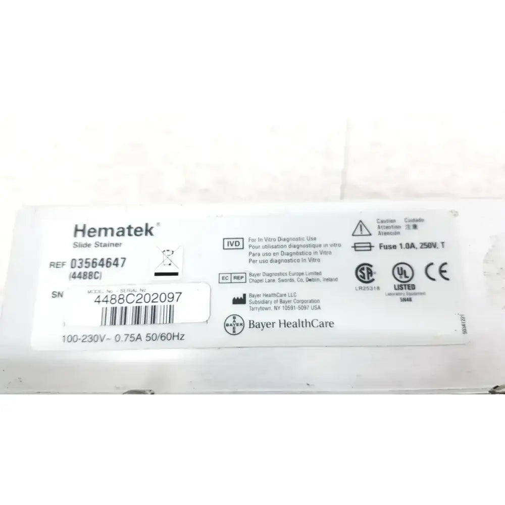 SIEMENS HEMATEK Siemens Hema-Tek 4488C Hematology Slide Stainer Hematology Slide Stainer, second-hand product photo 12