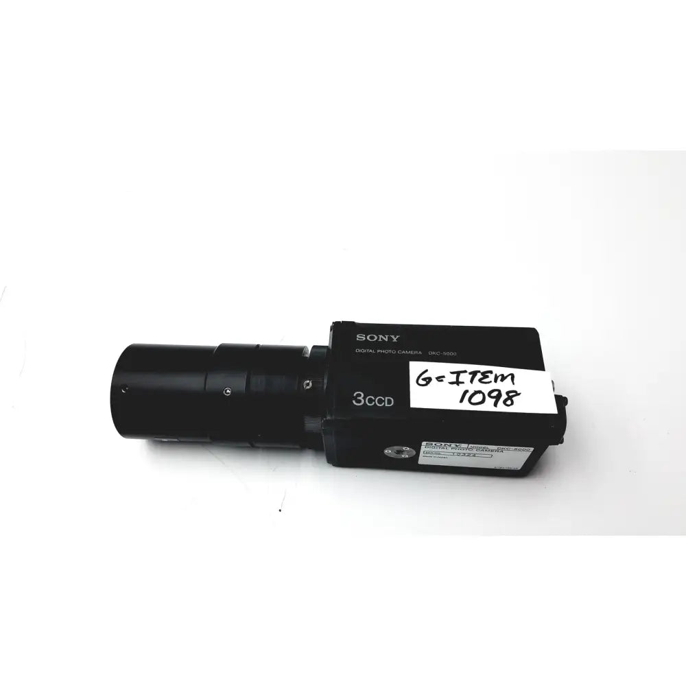 Black sony 3ccd digital photo camera dkc-5000 with cylindrical lens barrel and olympus upmtv 6l02110 lens