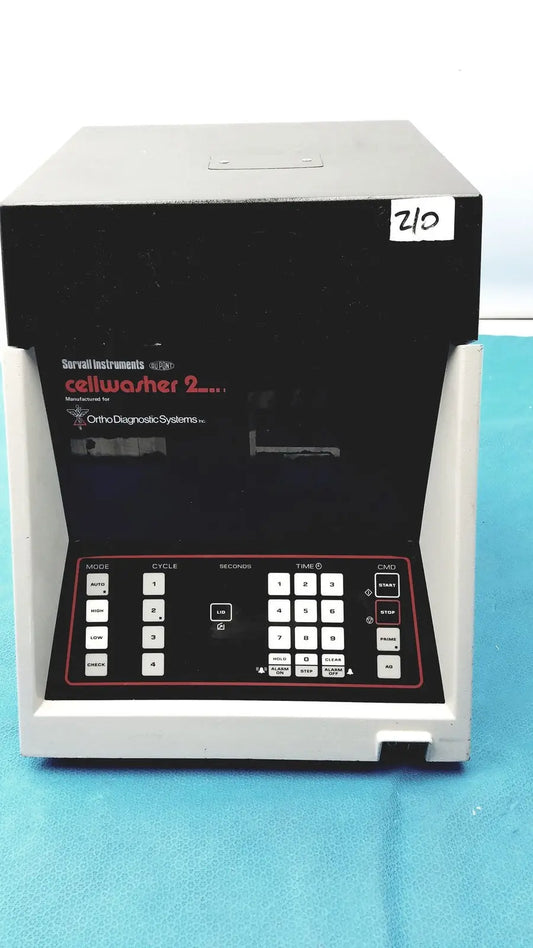Sorvall instruments cell washer 2 in gray and black with a keypad featuring red-bordered buttons for precise control