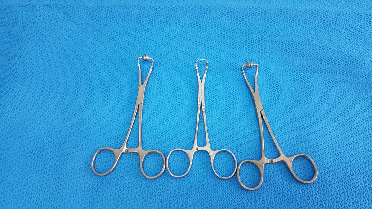 Reuse Medical Sponge Forceps / Ring Forceps – Stainless Steel Surgical Tool lot of 3 Forceps, Hemostats & Needle Holders, second-hand product photo 1