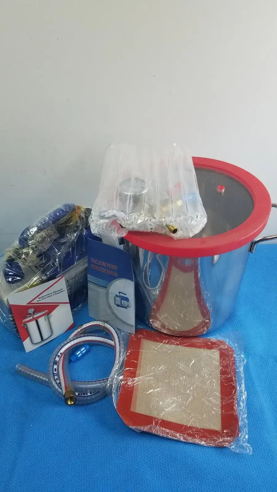 Reuse Medical Stainless Steel Vacuum Degassing Chamber Kit with Pump & Gauge Other Pumps, second-hand product photo 1