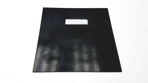 Black rectangular silicone mat with a white label designed as a fun wall sign for laser zone wall sign ahead use