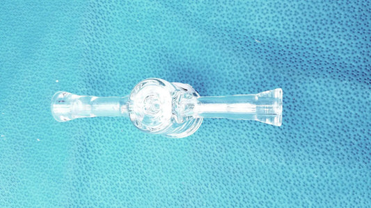 Clear glass borosilicate glass lab stopcock joint connector with dual tubes and central bowl valve adapter 24/40